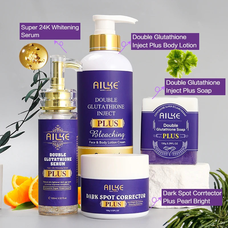 Shea Butter Raw - AILKE Ensemble de blanchiment double glutathion